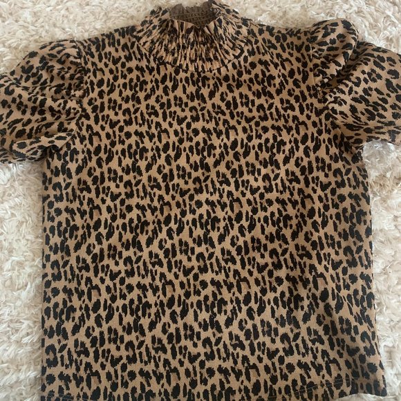ZARA Puff Sleeve Cheetah Top - Picture 1 of 3